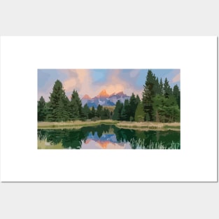 Grand Teton Scene Painting Posters and Art